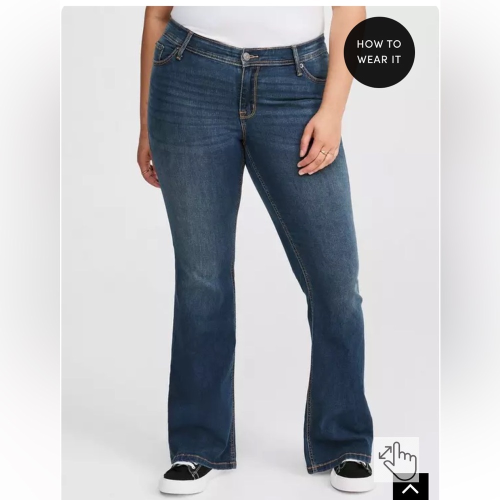 Torrid Jeans Women's Luxe Slim Boot Mide Rise Extra Give Leg Sz 16 Super Soft